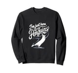 Just Here for the Penguins Funny Tuxedo Penguin Design Sweatshirt