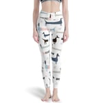 Banniyouall Pantalon de yoga taille haute pour femme, motif teckel, idéal pour la gym, la course à pied, blanc