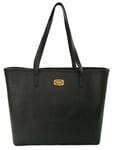 Michael Kors Black Tote Bag Large Saffiano Leather Gold Tone Logo Shopper Travel