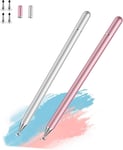 Lot De 2 Stylets Haute Sensibilité Pour Ipad, Ipad Pencil Compatibles Avec /Apple/Iphone/Ipad/Android/Microsoft Tablettes Et Autres Écrans Tactiles Capacitifs Rose/Argenté[Q922]