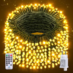 Auriostar Guirlande Lumineuse Exterieure Noel, 20m 200LEDs Guirlande Lumineuse Sapin de Noel Intérieur 8 Modes avec Télécommande,Étanche IP44 Lumineuse Extérieur pour Decoration Noel, Sapin de Noel