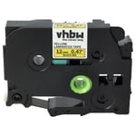 vhbw 1x Ruban compatible avec Brother PT E300VP, E110, E300, E115, GL-100, H100, E200 imprimante d'étiquettes 8m x 12mm Noir sur Jaune