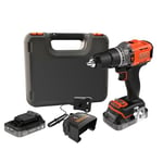 BLACK+DECKER POWERCONNECT 18V Cordless Hammer Drill with 2 x 2.0Ah Batteries, 1A Charger, and Kitbox, BCD383D2XK-GB