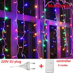 4-20M Gardin Istappar LED Strängljus Bröllopsfest Semesterbelysning Jullampa Dekoration för hemmet takfot Street Dekoration 4X0.6M 100Leds EU plug Multi