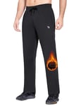 BALEAF Pantalon de sport en polaire imperméable pour homme, coupe ample, thermique, idéal pour la randonnée, la course à pied, avec poches, Noir , 34-37