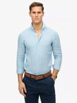 Superdry Vacation Long Sleeved Linen Shirt, Sea Blue Chambray