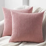 Topfinel Housses de Coussin Rose Poudré 40x40 en Velours Côtelé Super Doux Deux Housses Carrées pour Coussin de Canapé Décoration Salon Chambre Lit Adulte Fille Bebe Scandinave Dopamine