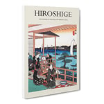 Tea House At The Willow Bridge By Utagawa Hiroshige Exhibition Museum Asian Japanese Canvas Wall Art Print Ready to Hang, Framed Picture for Living Room Home Office Décor, 24x16 Inch (60x40 cm)