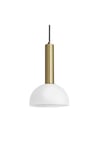 Sleek Cylinder Opal Glass Dome Pendant Light, 8 Inch, White, Brass Holder