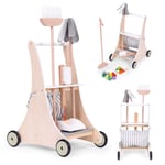 Trä städset vagn beige ECOTOYS