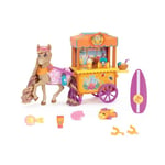 Wild Manes - Coffret Surf & Chariot Snack de Bailey - Figurine Articulée Cheval - 16 Pièces - Crinière Douce - Inclut Diverses Accessoires - Idée Cadeau Fille - Jouet Collection Enfant - Dès 3 Ans