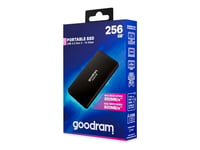 Goodram Hx100 - Ssd - 512 Gb - Extern (Portabel) - M.2 2242 - Usb 3.2 Gen 2 (Usb-C Kontakt) - Svart