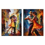 Set of 2 Prints Salsa Street Dance Latina Vibrant Oil Paint 2 Pack Poster Living Room Wall Art Prints