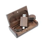 Yaxiny Clé USB C 128 Go, clé USB C Flash Drive USB 3.0 Haute Vitesse, clé USB C Double OTG, boîte en Bois de Noyer pour TV, Voiture, Smartphones, PC, Ordinateur Portable