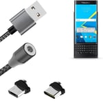 Magnetic charging cable for Blackberry Priv with USB type C and Micro-USB connec