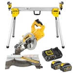 Dewalt DCS777T2 54V Brushless Mitre Saw 2 x 6.0Ah Battery Charger With Leg Stand