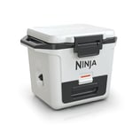 Ninja FrostVault Hard Cooler 30qt/28L, Premium Heavy-Duty Insulated Cool Box, Keeps Ice for up to 5 Days, with Dry Zone integrated Fridge-Temp Dry Storage Drawer, Fits 48 Cans, Cloud White