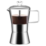 Moka Induction Stovetop Espresso Maker,Glass-Top & Stainless Steel Espresso6537