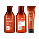 REDKEN, Shampoing Anti-Frisottis + Après-Shampoing Démêlant + Soin Protecteur de Chaleur pour Cheveux Rebelles & Indisciplinés, Protection contre l'Humidité, Frizz Dismiss, 300 ml + 300 ml + 250 ml