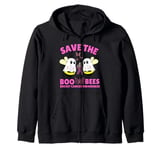 Save The Boobees Boo Bees Breast Cancer Halloween Women Zip Hoodie