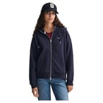 GANT Women's Rel Shield Zip Hoodie Hooded Sweatshirt , Evening Blue,M