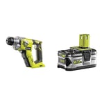 Ryobi R18SDS-0 ONE+ SDS Plus Cordless Rotary Hammer Drill (Body Only) - Hyper Green & RB18L50 ONE+ Lithium+ 5.0Ah Battery, 18 V