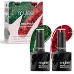 Mylee Gel Nail Polish Duo 2x10ml [Precious Gems] - UV/LED Nail Art Manicure Pedicure for Professional, Salon & Home Use [Christmas 2024] - Long Lasting & Easy to Apply