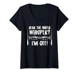 Womens Fishing Quote Hear The Water Whisper Fisherman Sounds V-Neck T-Shirt