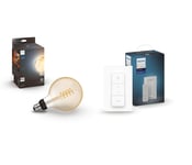 Philips Hue - E27 Filament G125 -  White Ambiance & Dimmer Switch - Bundle