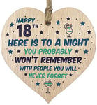 Funny 18th Birthday Gift For Women Men Wooden Heart Plaque - Won't Remember - Light Wood Sign Keepsake, Joke Humour Banter Happy Birthday Present for Daughter Cousin Friend Girlfriend Boyfriend