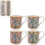 Stacking Mugs Set of 4 W. Morris Golden Lily Ceramic Coffee Cup Vintage Design