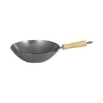 Dexam 27cm Lacquer Finish Carbon Steel Wok With Wooden Handle