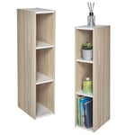 Iris Ohyama, Bibliotheque Gain de Place, Etroite 3 Etageres, Marron Clair, Réglable, Modulable, pour Salon, Bureau, Chambre, Livres, CD, Petit Meuble de Rangement, Montage Facile, UB-9020