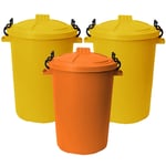 3 x 50L Bin Heavy Duty Plastic Locking Lid Feed Storage Garden Rubbish Waste Bin