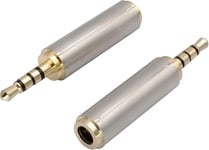 2,5 Mm Casque Adaptateur 4 Pôles 2,5 Mm Mâle À 3,5 Mm Femelle Jack Convertisseur Audio Stéréo Coque Métallique Pour Casque, Écouteurs Audio, Microphone(2 Pack-2.5 To 3.5Mm M/F)