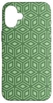 Coque pour iPhone 16 Plus GreenMint Cubes Hexagons Squares Geometric Layered Pattern