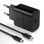 Chargeur USB C Charge Rapide, 1 Pack Chargeur USB C 20W et Câble Prise Type C Compatible avec Galaxy S23/S24/S22/S21 Ultra/S20/S20+/Note 20/10/9/8/A73/A53/A52, Mural Alimentation Secteu