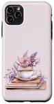 Coque pour iPhone 11 Pro Max Aquarelle Purple Pink Flower Books And Coffee