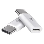 EMOS SM7023 Lot de 2 adaptateurs Micro USB vers USB-C 2.0 480 Mbit/s Réduction mâle Type C vers Micro-B Femelle pour Chargement Rapide et Transfert de données Blanc