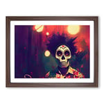 Day Of The Dead Man H1022 Framed Print for Living Room Bedroom Home Office Décor, Wall Art Picture Ready to Hang, Walnut A2 Frame (64 x 46 cm)