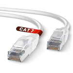 Mr. Tronic Câble Ethernet Cat 7 15m, 100% Cuivre Haute Vitesse cable ethernet- Câble Réseau LAN Rond Intérieur avec Connecteurs RJ45 | 28AWG, SFTP Blindé internet reseau cable (15 Mètres, Blanc)