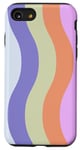 Coque pour iPhone SE (2020) / 7 / 8 Rose, violet, orange, motif à rayures ondulées, esthétique des années 70