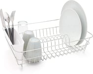 simplywire - Dish Drainer - Anti Rust Drying Rack – Chrome with White Cutlery