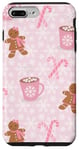 iPhone 7 Plus/8 Plus Pink Gingerbread Girl & Hot Cocoa Pink Christmas Winter Case