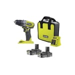 Perceuse-visseuse à percussion RYOBI One+ 18V - 2 batteries 2.0 Ah - 1 chargeur - R18PD2-220S