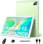 Tablette Android13,Tablette 10 Pouces,12 Go Ram+128 Go Rom,Octa-Core,(1To Extensible)8Mp+13Mp Cameras,1280X800 Hd,6000 Mah Grande Batterie,Wifi Tablette,Tablette Tactile(Vert)