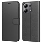 Tenphone Coque pour Xiaomi Redmi Note 13 4G (Pas pour 5G),Etui Protection Housse Premium en Cuir PU, [Emplacements Cartes], Pochette Flip Case Compatible avec Book (Noir, Note 13 4G)