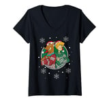 Womens Christmas Scooby Doo Shaggy Arms Crossed Snowing V-Neck T-Shirt