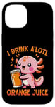 Coque pour iPhone 14 Je bois du jus d'orange A'lotl Funny Axolotl Kawaii