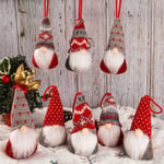 Christmas Gnomes Hanging Ornaments Set of 8 Handmade Swedish Gnome Plush Santa